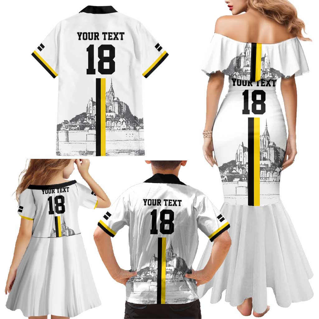Custom Cornwall Football Family Matching Mermaid Dress and Hawaiian Shirt Mont Saint Michel - Wonder Print Shop