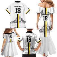 Custom Cornwall Football Family Matching Mermaid Dress and Hawaiian Shirt Mont Saint Michel - Wonder Print Shop