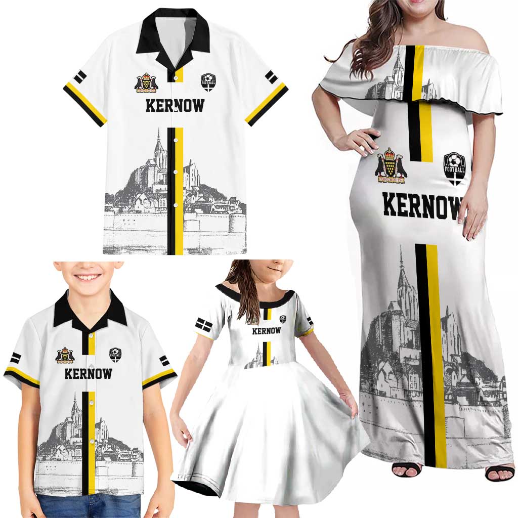 Custom Cornwall Football Family Matching Off Shoulder Maxi Dress and Hawaiian Shirt Mont Saint Michel - Wonder Print Shop