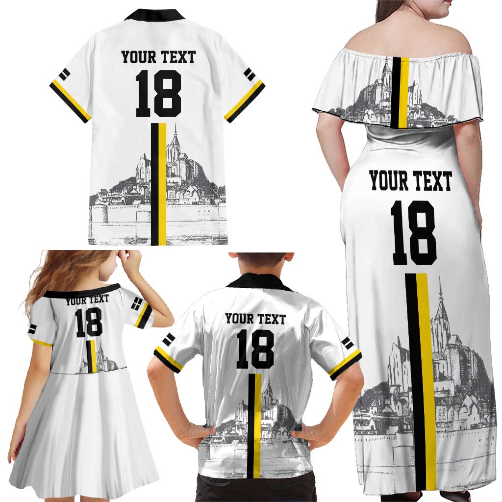 Custom Cornwall Football Family Matching Off Shoulder Maxi Dress and Hawaiian Shirt Mont Saint Michel - Wonder Print Shop