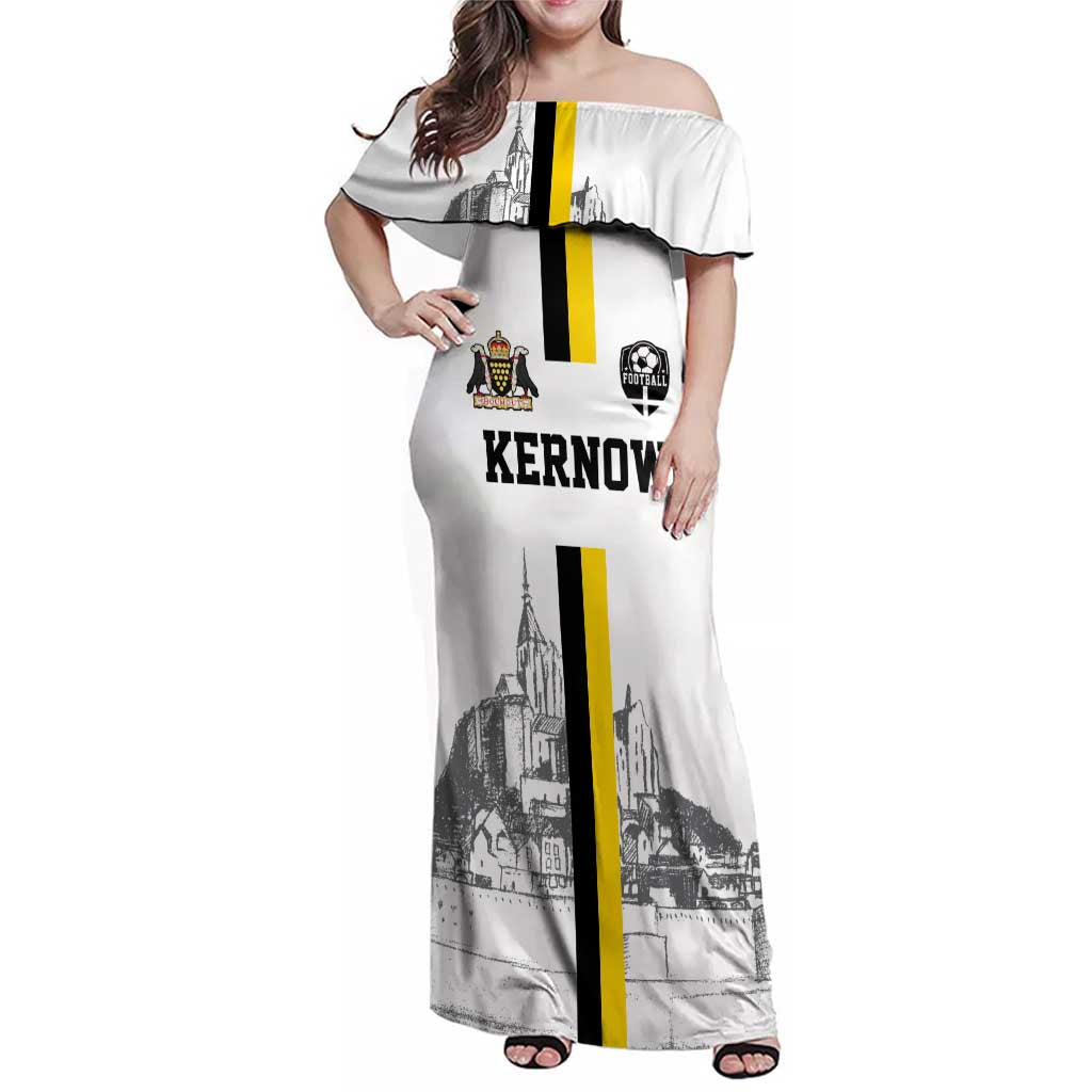 Custom Cornwall Football Family Matching Off Shoulder Maxi Dress and Hawaiian Shirt Mont Saint Michel - Wonder Print Shop