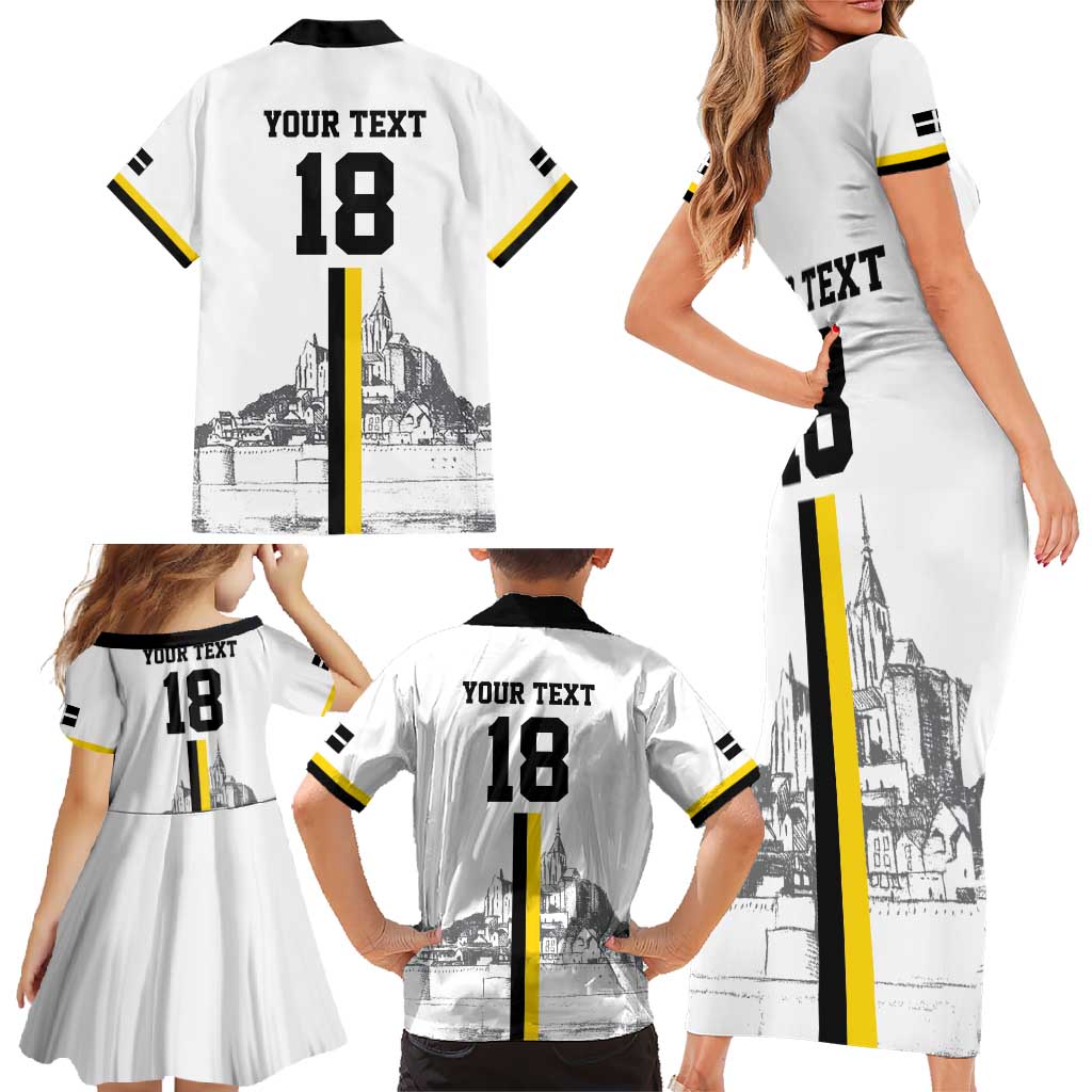 Custom Cornwall Football Family Matching Short Sleeve Bodycon Dress and Hawaiian Shirt Mont Saint Michel - Wonder Print Shop