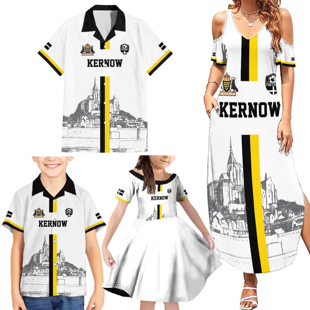 Custom Cornwall Football Family Matching Summer Maxi Dress and Hawaiian Shirt Mont Saint Michel - Wonder Print Shop