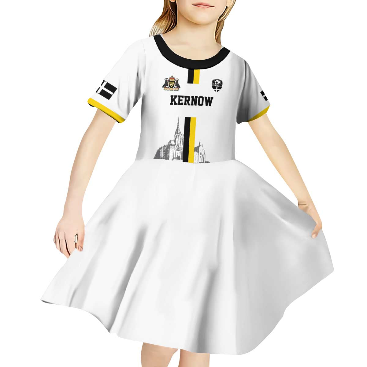 Custom Cornwall Football Kid Short Sleeve Dress Mont Saint Michel - Wonder Print Shop