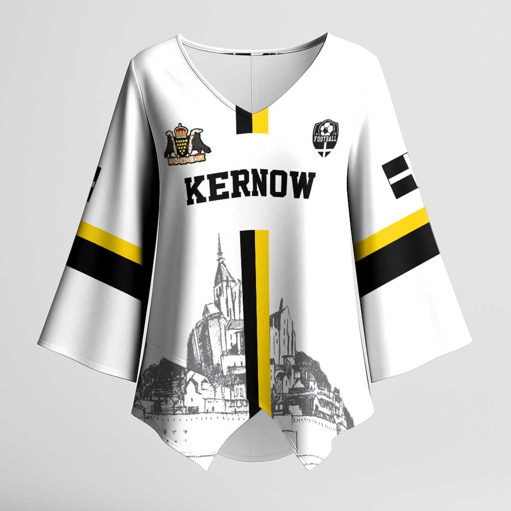 Custom Cornwall Football Kimono Sleeve Blouse Mont Saint Michel - Wonder Print Shop