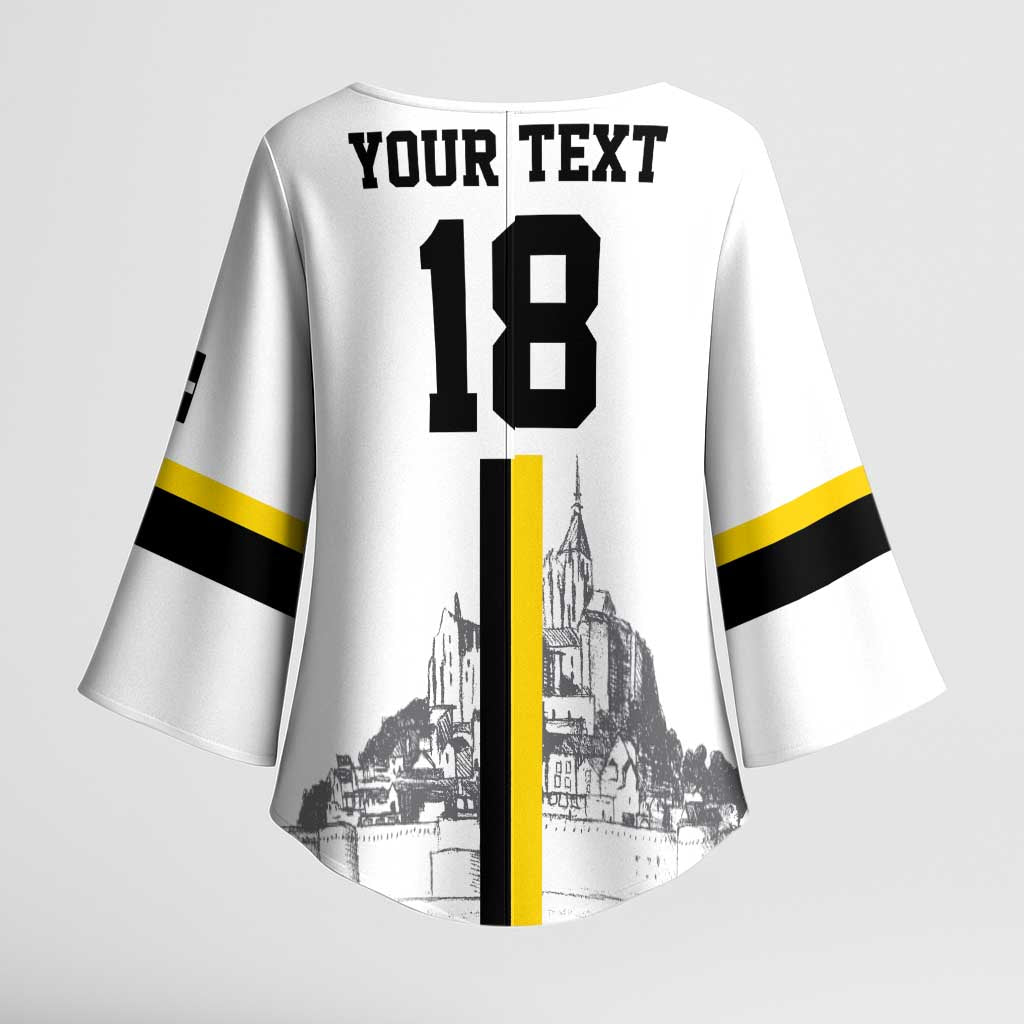 Custom Cornwall Football Kimono Sleeve Blouse Mont Saint Michel - Wonder Print Shop