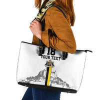 Custom Cornwall Football Leather Tote Bag Mont Saint Michel - Wonder Print Shop