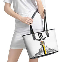 Custom Cornwall Football Leather Tote Bag Mont Saint Michel - Wonder Print Shop