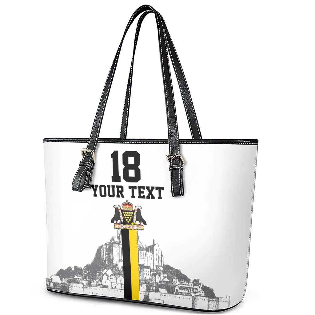 Custom Cornwall Football Leather Tote Bag Mont Saint Michel - Wonder Print Shop