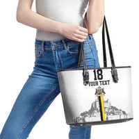 Custom Cornwall Football Leather Tote Bag Mont Saint Michel - Wonder Print Shop