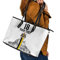 Custom Cornwall Football Leather Tote Bag Mont Saint Michel - Wonder Print Shop