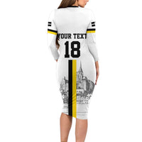 Custom Cornwall Football Long Sleeve Bodycon Dress Mont Saint Michel - Wonder Print Shop