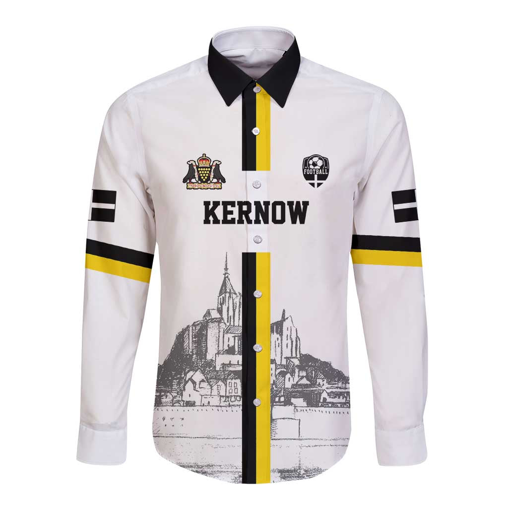 Custom Cornwall Football Long Sleeve Button Shirt Mont Saint Michel - Wonder Print Shop