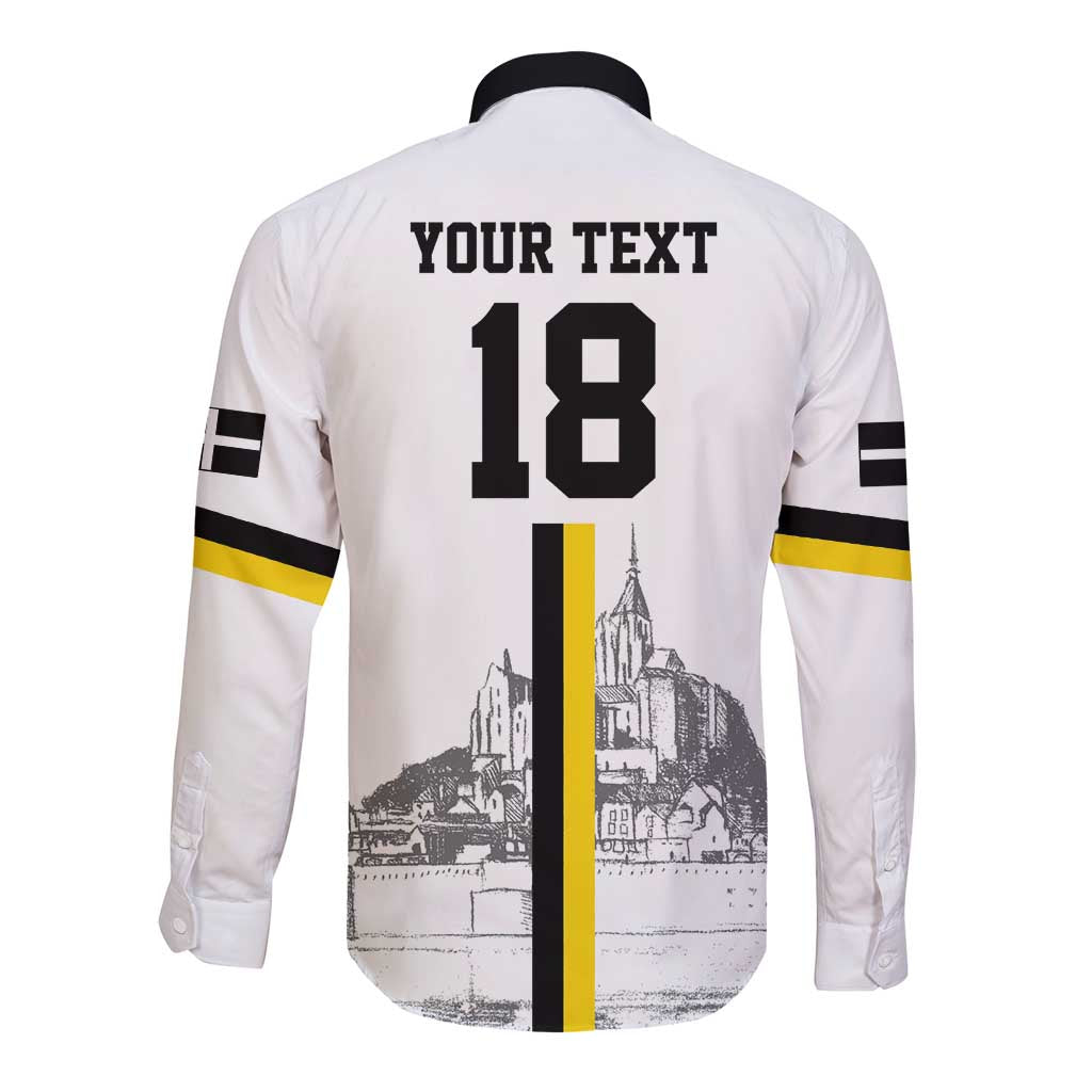 Custom Cornwall Football Long Sleeve Button Shirt Mont Saint Michel - Wonder Print Shop