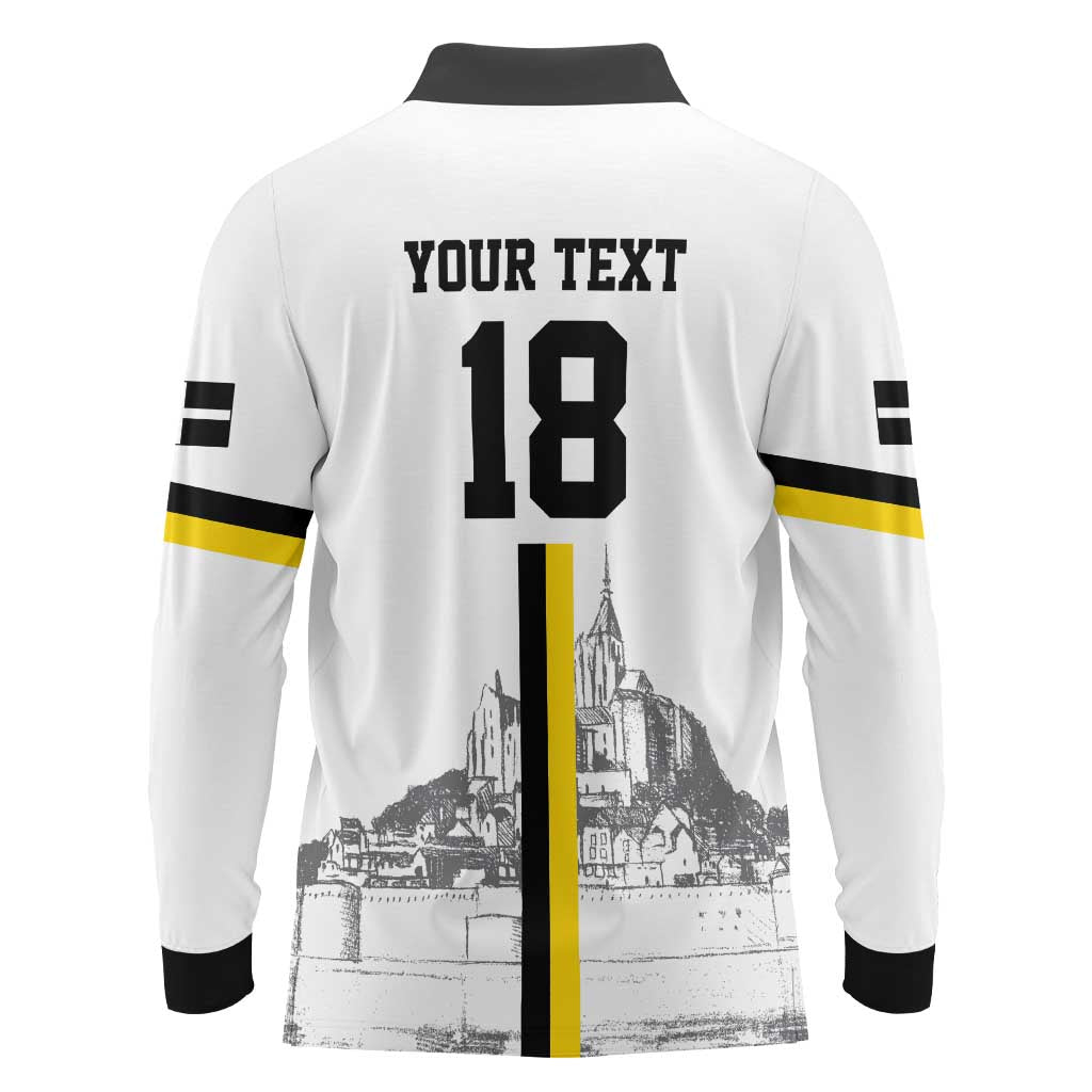Custom Cornwall Football Long Sleeve Polo Shirt Mont Saint Michel - Wonder Print Shop