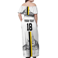 Custom Cornwall Football Off Shoulder Maxi Dress Mont Saint Michel - Wonder Print Shop