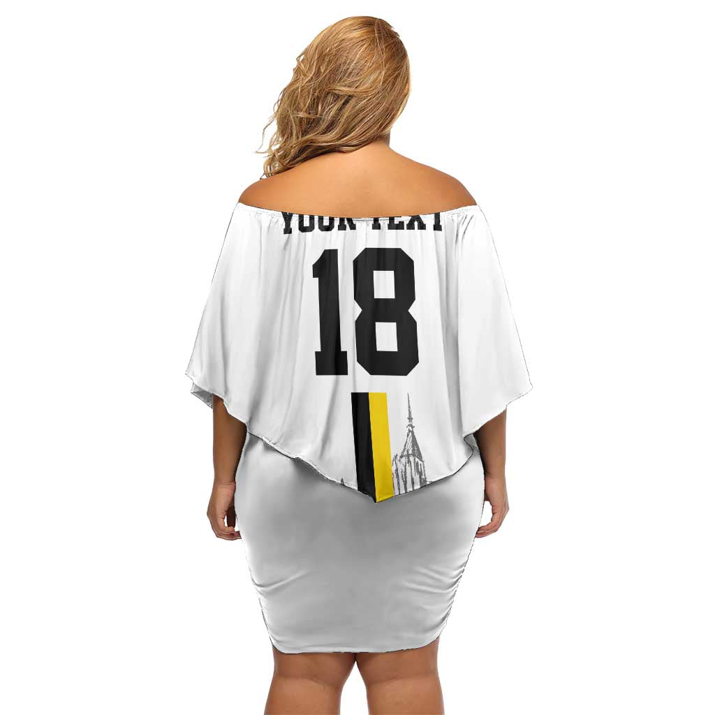Custom Cornwall Football Off Shoulder Short Dress Mont Saint Michel - Wonder Print Shop