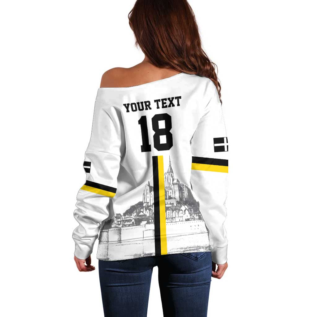 Custom Cornwall Football Off Shoulder Sweater Mont Saint Michel - Wonder Print Shop