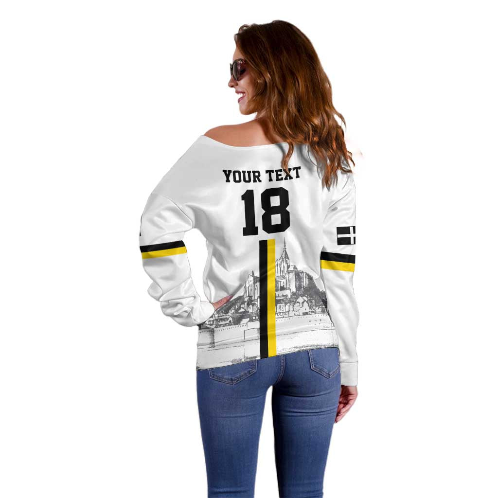 Custom Cornwall Football Off Shoulder Sweater Mont Saint Michel - Wonder Print Shop
