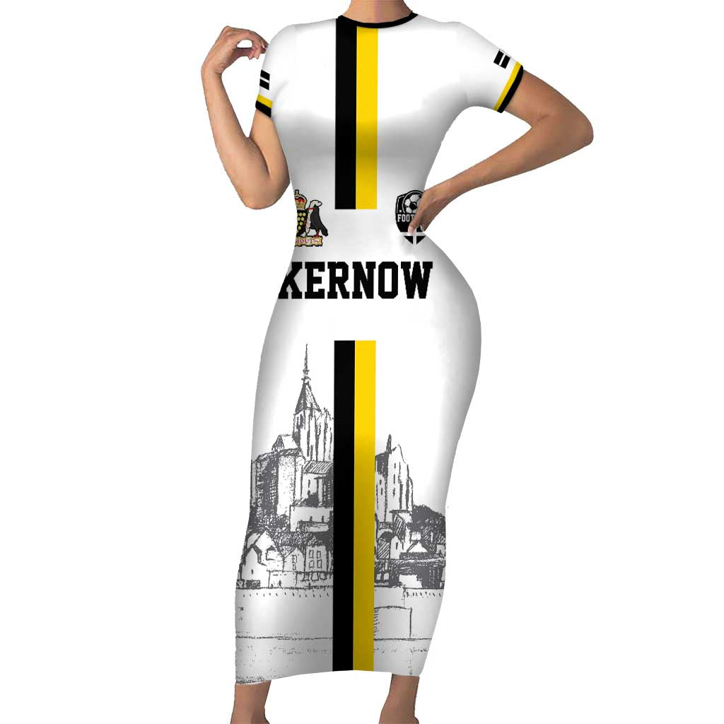 Custom Cornwall Football Short Sleeve Bodycon Dress Mont Saint Michel - Wonder Print Shop