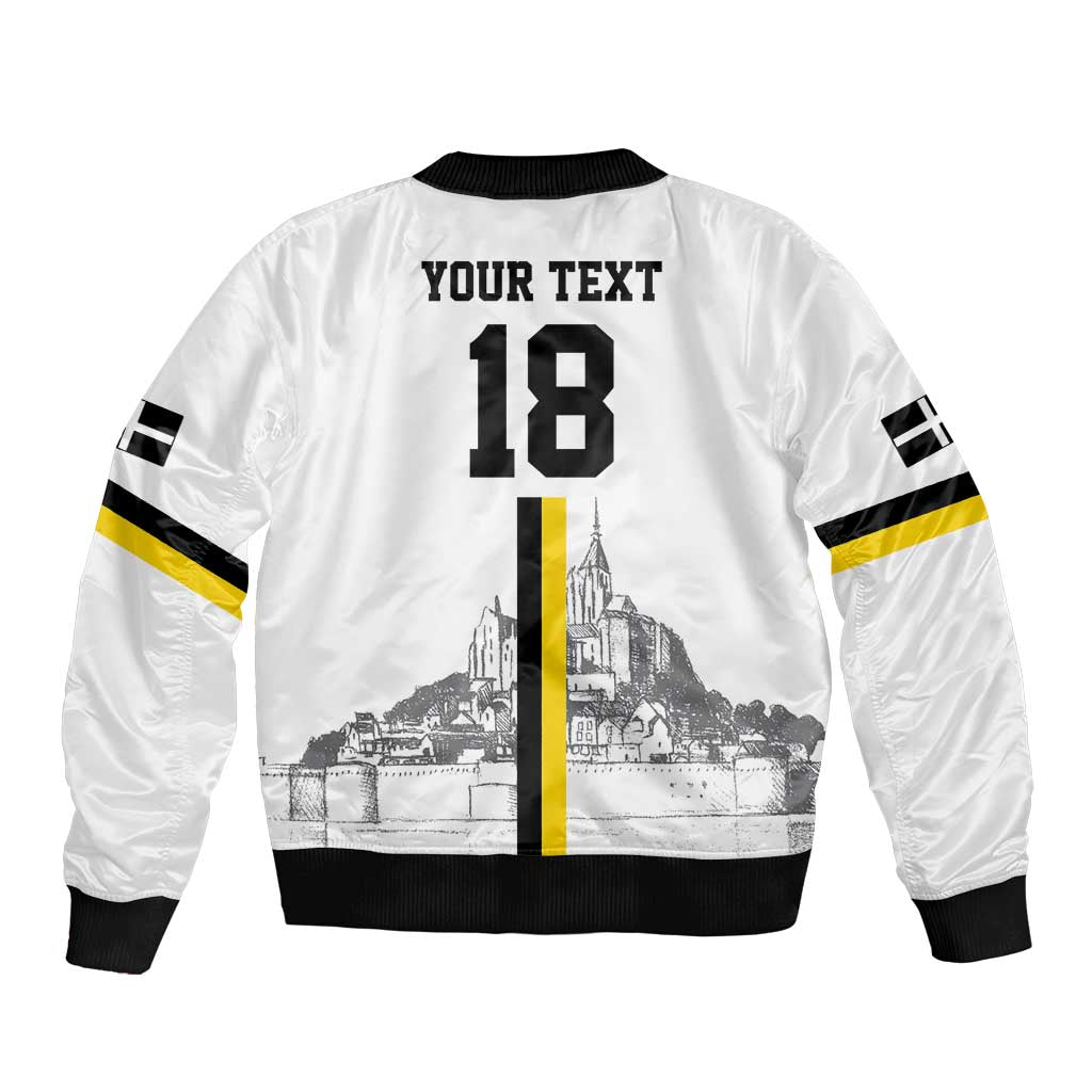 Custom Cornwall Football Sleeve Zip Bomber Jacket Mont Saint Michel - Wonder Print Shop