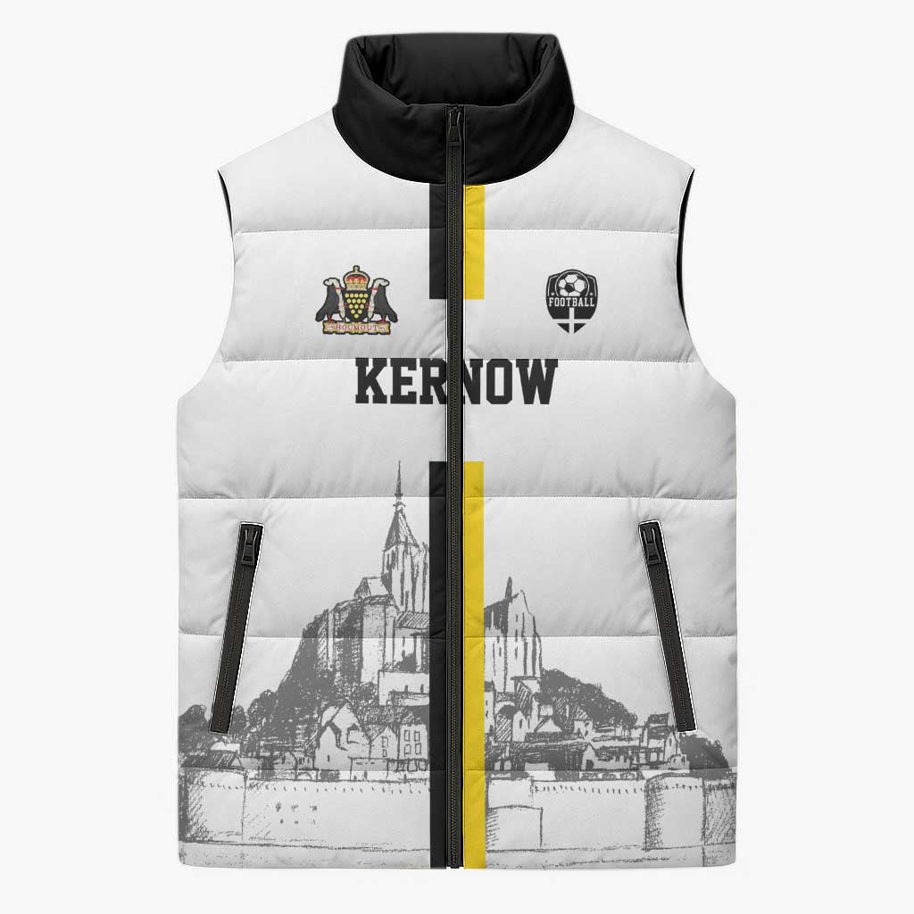Custom Cornwall Football Sleeveless Puffer Jacket Mont Saint Michel - Wonder Print Shop