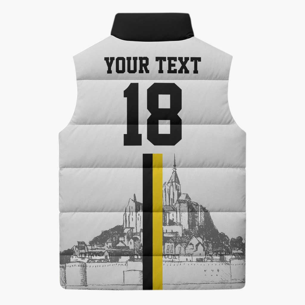 Custom Cornwall Football Sleeveless Puffer Jacket Mont Saint Michel - Wonder Print Shop