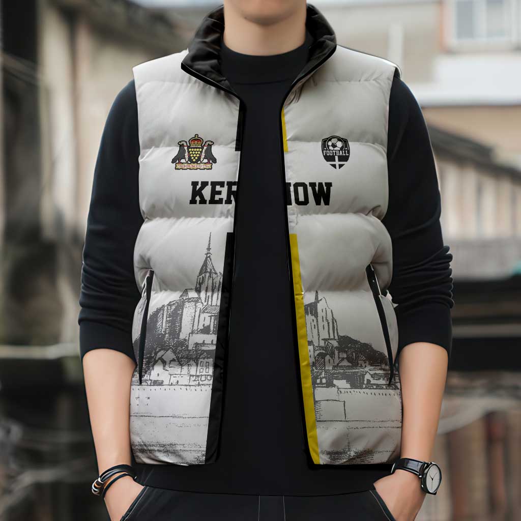 Custom Cornwall Football Sleeveless Puffer Jacket Mont Saint Michel - Wonder Print Shop