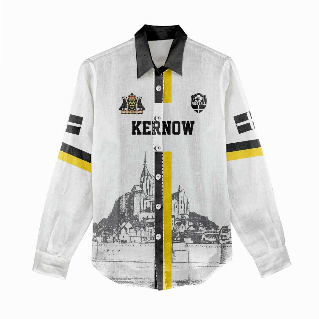 Custom Cornwall Football Women Casual Shirt Mont Saint Michel - Wonder Print Shop