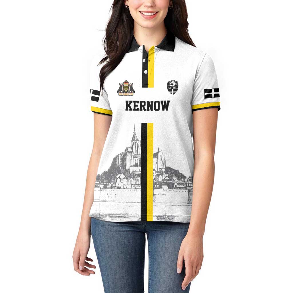 Custom Cornwall Football Women Polo Shirt Mont Saint Michel - Wonder Print Shop