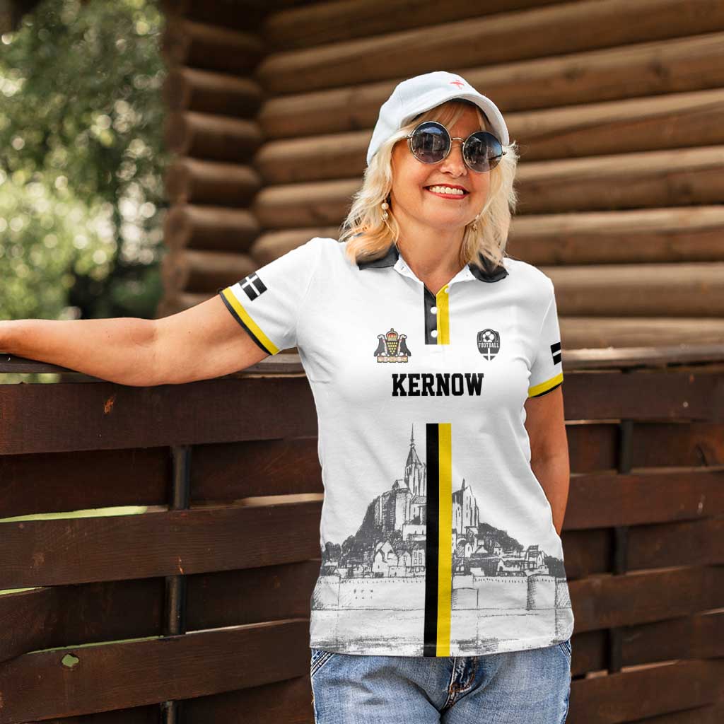 Custom Cornwall Football Women Polo Shirt Mont Saint Michel - Wonder Print Shop