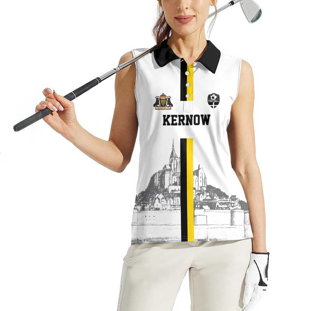 Custom Cornwall Football Women Sleeveless Polo Shirt Mont Saint Michel - Wonder Print Shop