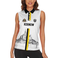Custom Cornwall Football Women Sleeveless Polo Shirt Mont Saint Michel - Wonder Print Shop