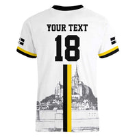 Custom Cornwall Football Women V-Neck T-Shirt Mont Saint Michel - Wonder Print Shop