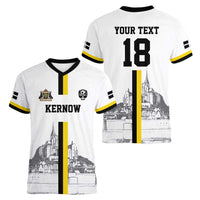 Custom Cornwall Football Women V-Neck T-Shirt Mont Saint Michel - Wonder Print Shop