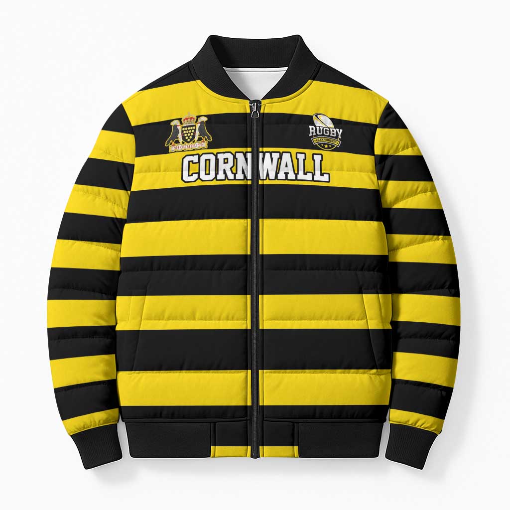 Custom Cornwall Rugby Bomber Puffer Jacket One and All - Wonder Print Shop