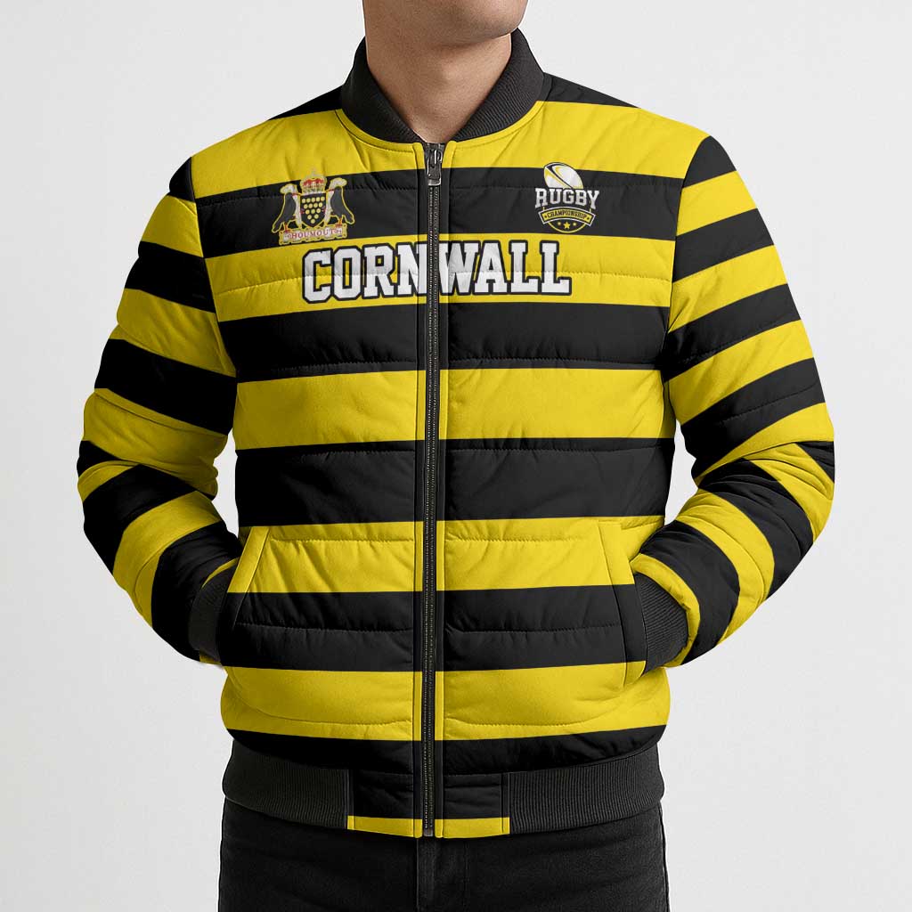Custom Cornwall Rugby Bomber Puffer Jacket One and All - Wonder Print Shop