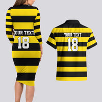 Custom Cornwall Rugby Couples Matching Long Sleeve Bodycon Dress and Hawaiian Shirt One and All - Wonder Print Shop