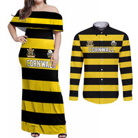 Custom Cornwall Rugby Couples Matching Off Shoulder Maxi Dress and Long Sleeve Button Shirt One and All - Wonder Print Shop
