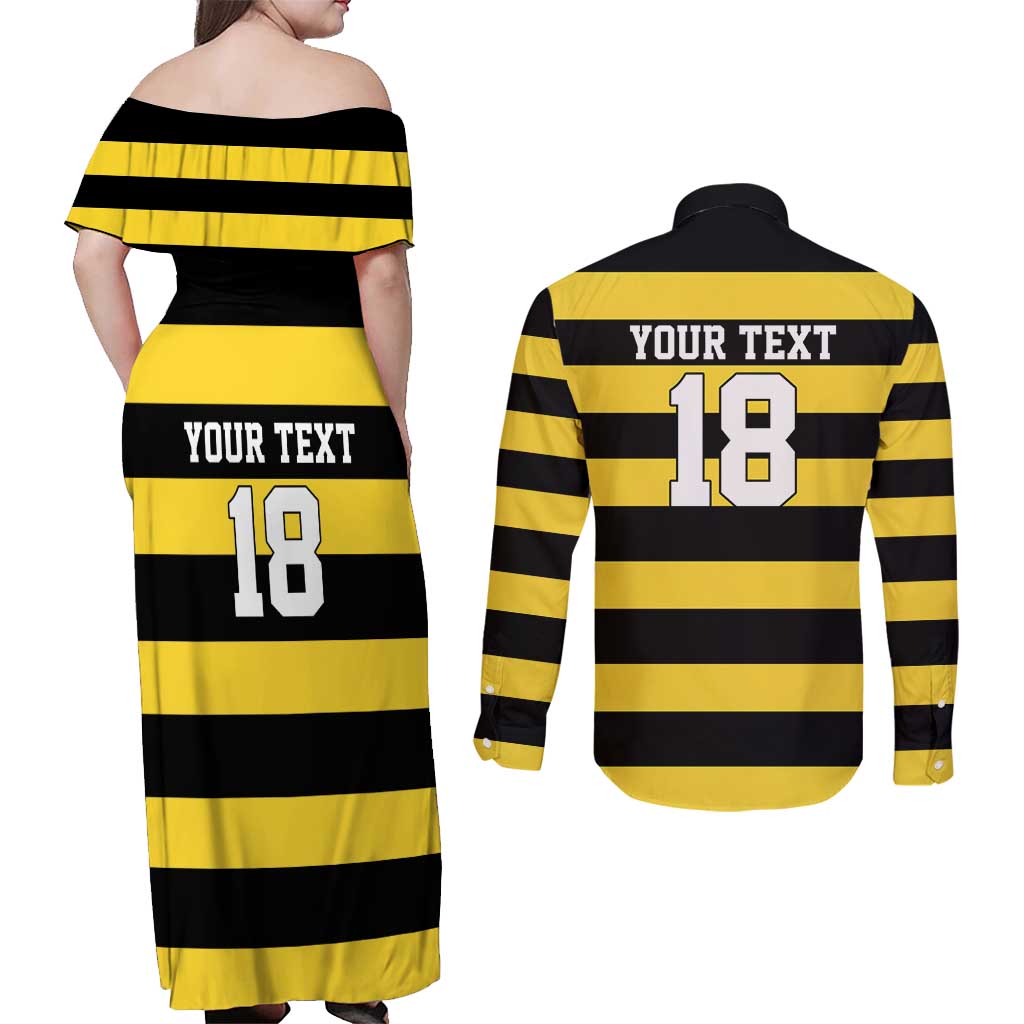 Custom Cornwall Rugby Couples Matching Off Shoulder Maxi Dress and Long Sleeve Button Shirt One and All - Wonder Print Shop