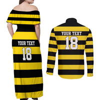 Custom Cornwall Rugby Couples Matching Off Shoulder Maxi Dress and Long Sleeve Button Shirt One and All - Wonder Print Shop