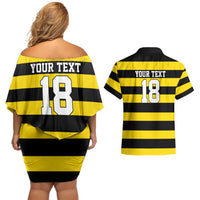 Custom Cornwall Rugby Couples Matching Off Shoulder Short Dress and Hawaiian Shirt One and All - Wonder Print Shop