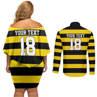 Custom Cornwall Rugby Couples Matching Off Shoulder Short Dress and Long Sleeve Button Shirt One and All - Wonder Print Shop