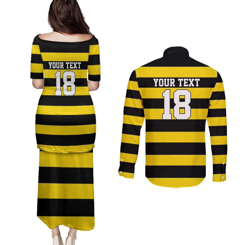 Custom Cornwall Rugby Couples Matching Puletasi and Long Sleeve Button Shirt One and All - Wonder Print Shop