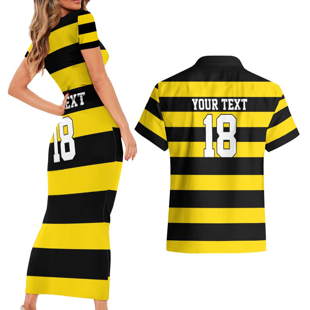 Custom Cornwall Rugby Couples Matching Short Sleeve Bodycon Dress and Hawaiian Shirt One and All - Wonder Print Shop