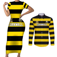 Custom Cornwall Rugby Couples Matching Short Sleeve Bodycon Dress and Long Sleeve Button Shirt One and All - Wonder Print Shop