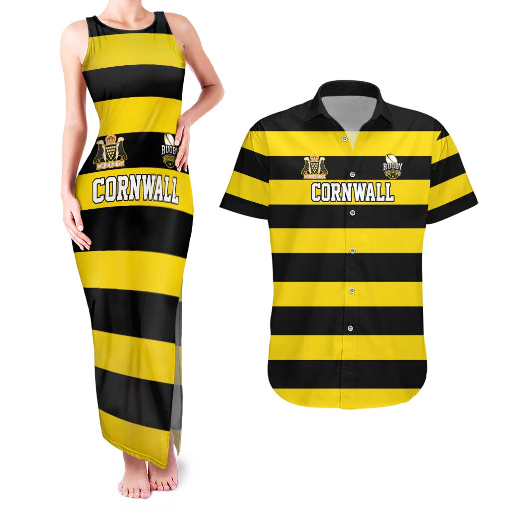Custom Cornwall Rugby Couples Matching Tank Maxi Dress and Hawaiian Shirt One and All - Wonder Print Shop