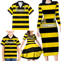 Custom Cornwall Rugby Family Matching Long Sleeve Bodycon Dress and Hawaiian Shirt One and All - Wonder Print Shop