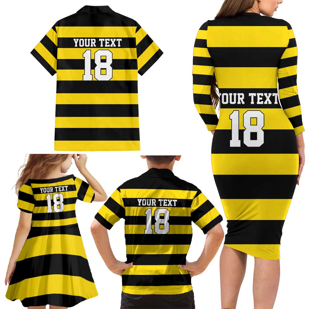 Custom Cornwall Rugby Family Matching Long Sleeve Bodycon Dress and Hawaiian Shirt One and All - Wonder Print Shop
