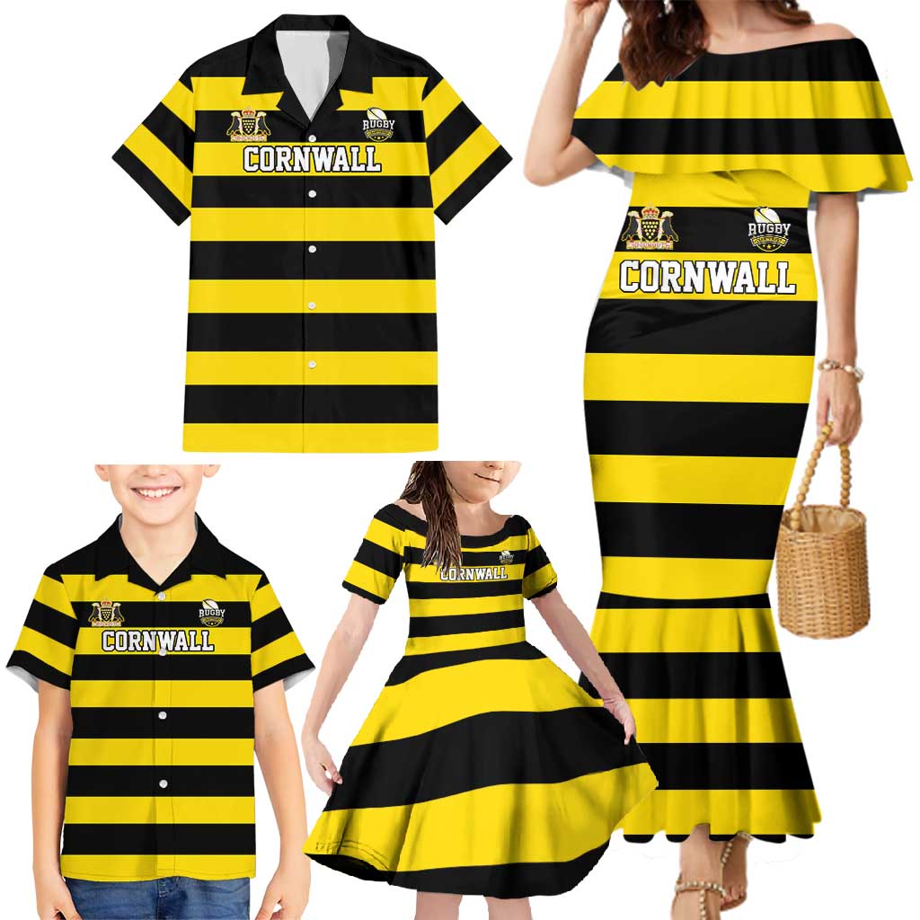 Custom Cornwall Rugby Family Matching Mermaid Dress and Hawaiian Shirt One and All - Wonder Print Shop